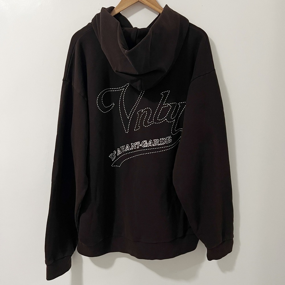 Vnty D'Avant-Garde Brown Graphic Hoodie Mens 2XL Heavyweight Cotton Streetwear